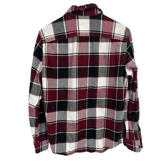AEO Maroon Plaid Oversize Flannel Button Down Small - Picture 2 of 4